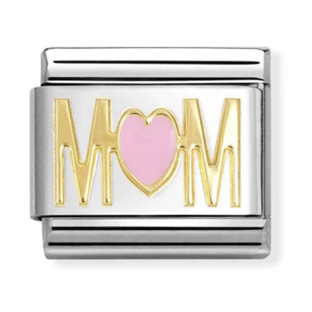 Nomination Composable Gold Mum Pink Heart Charm 030272/83