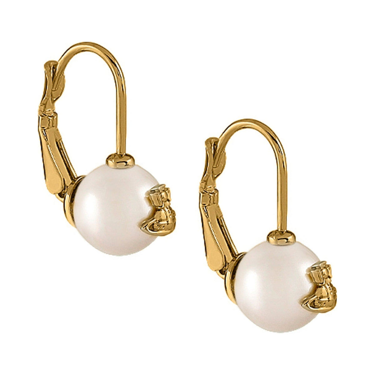 The Vivienne Westwood Cream Rose Gia Drop Earrings, a cream pearl gold-plated earrings from Vivienne Westwood, available at OD’s Jewellers in St Helens