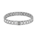 Silver-tone BOSS bracelet with white accents.