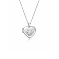 Clogau Paw Print Heart Locket in sterling silver with white topaz detail, pet memorial jewelry.