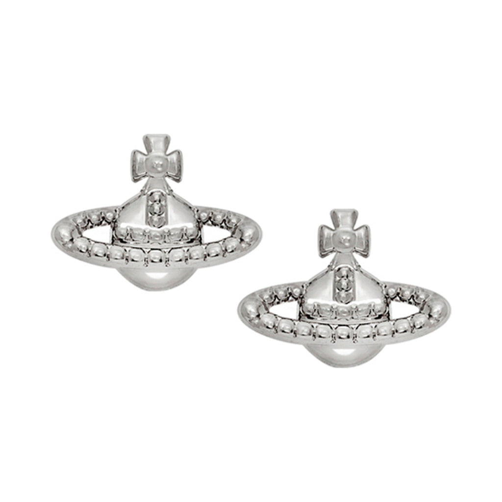 The Vivienne Westwood Farah Orb Earrings, platinum plated silver jewelry from Vivienne Westwood, at OD’s Jewellers in St Helens