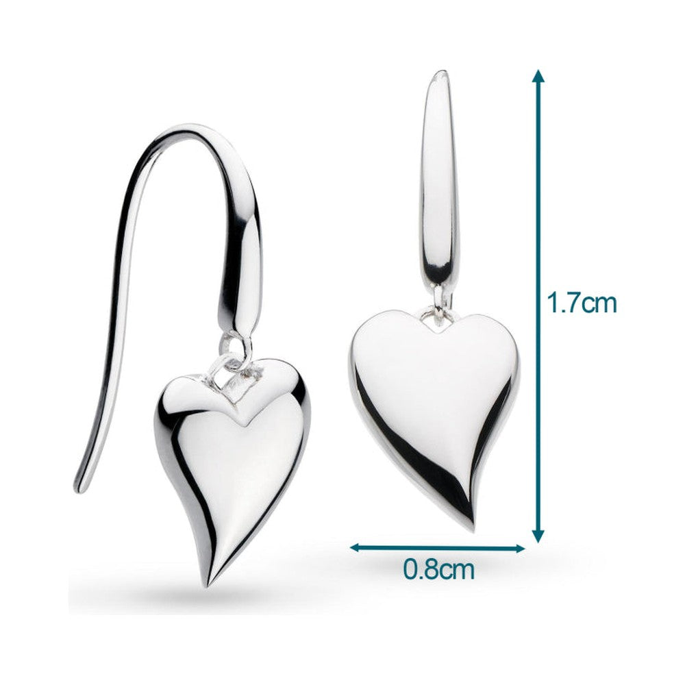 The Kit Heath Desire Cherish Drop Heart Stud Earrings, silver heart earrings from Kit Heath, at OD’s Jewellers in St Helens.