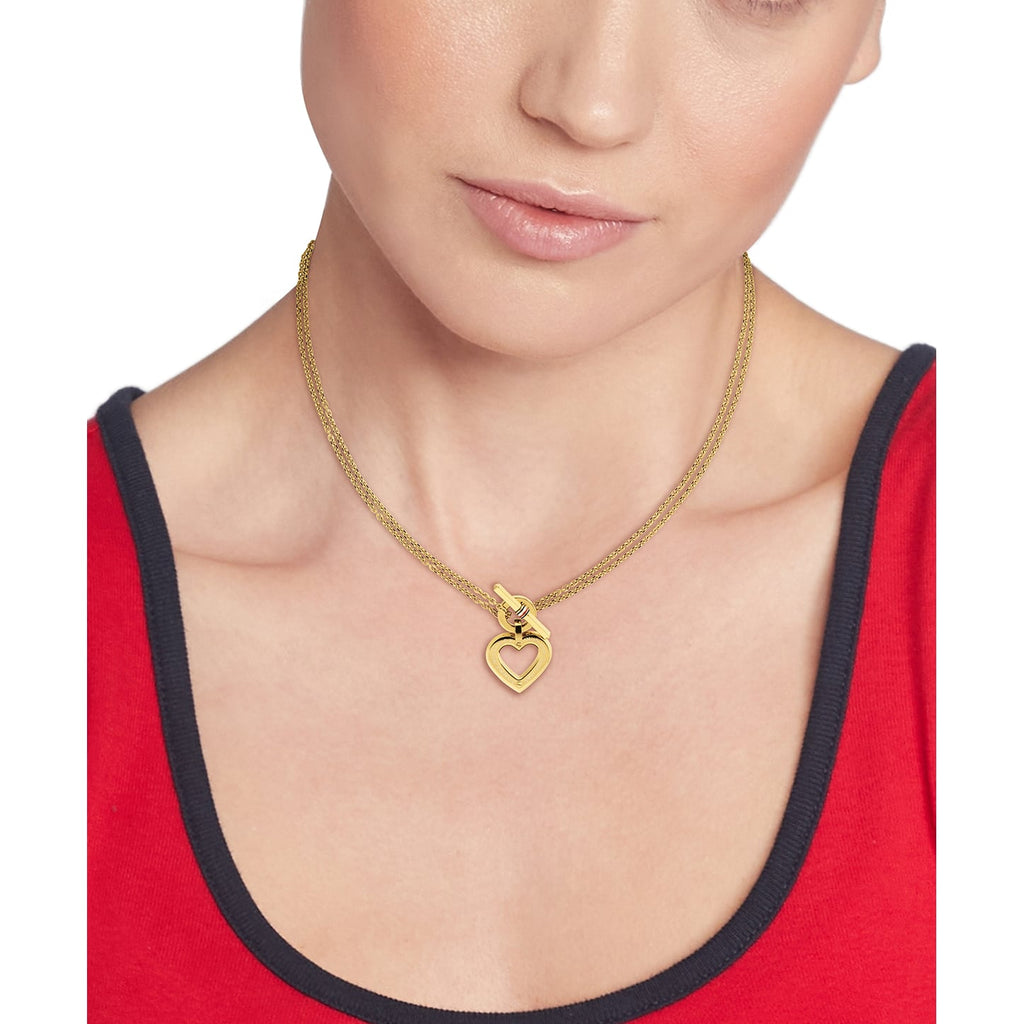 Tommy Hilfiger Heart T-Bar Necklace Stainless Steel Gold Plated — view 3