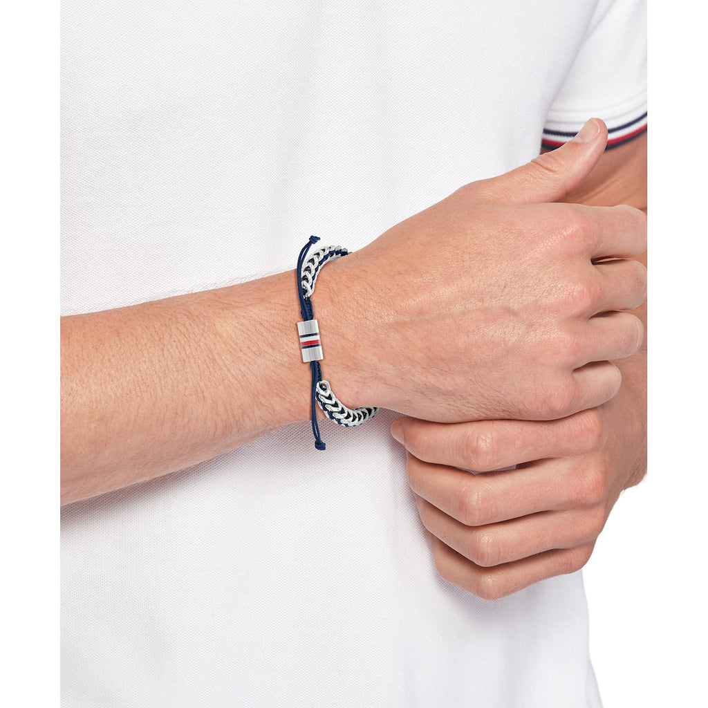 Tommy Hilfiger Braided Stainless Steel & Blue Nylon Bracelet 2790511 — view 3