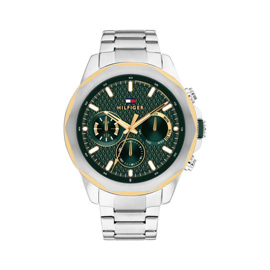 Tommy Hilfiger Mens Lars Green Chronograph Dial Bracelet Watch Stainless Steel