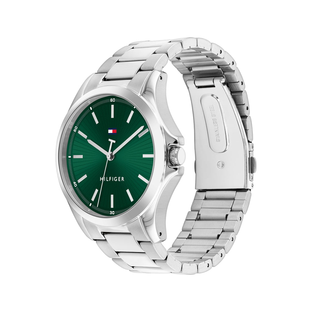 Tommy Hilfiger Mens Bruce Green Dial Bracelet Watch Stainless Steel — view 3