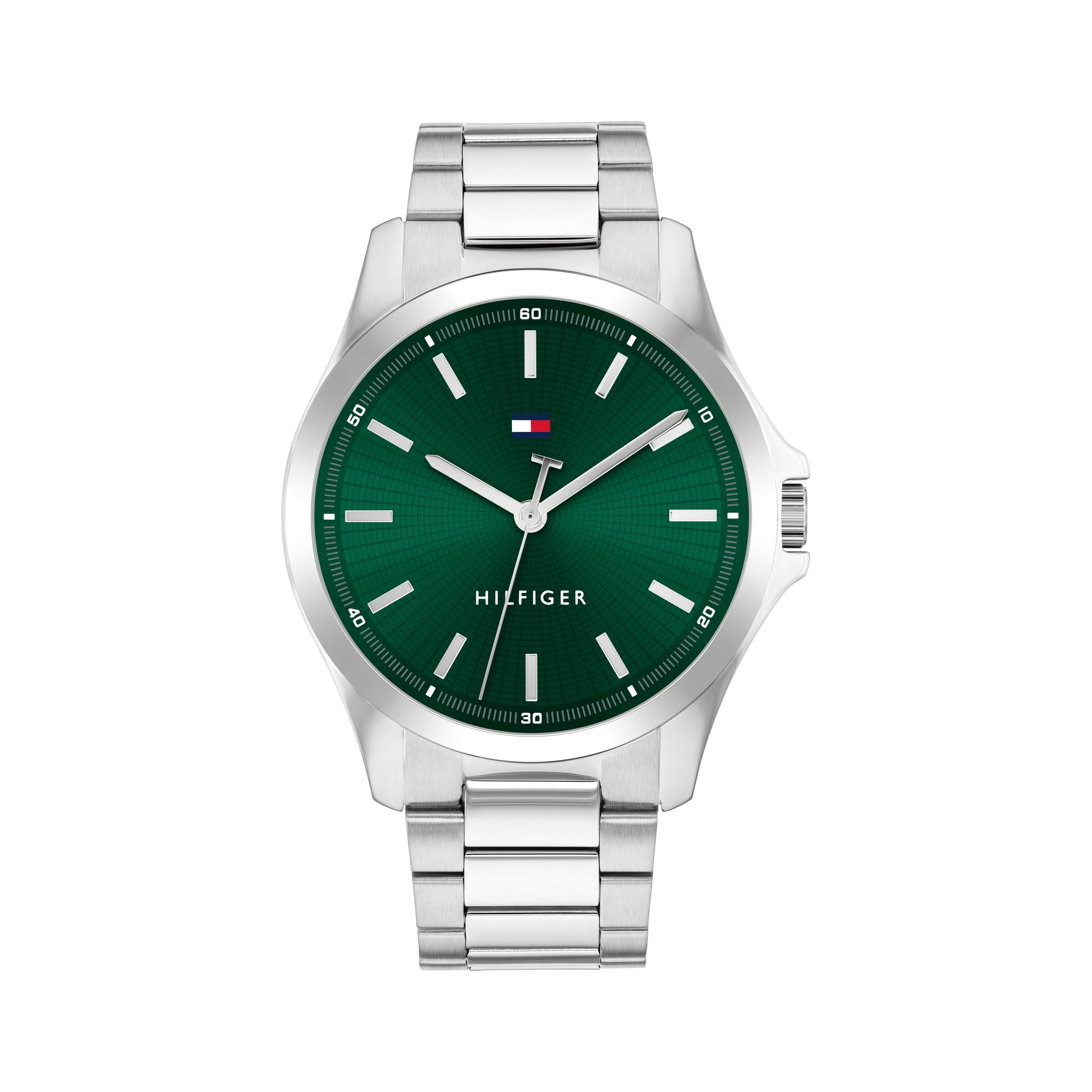 Tommy Hilfiger Mens Bruce Green Dial Bracelet Watch Stainless Steel