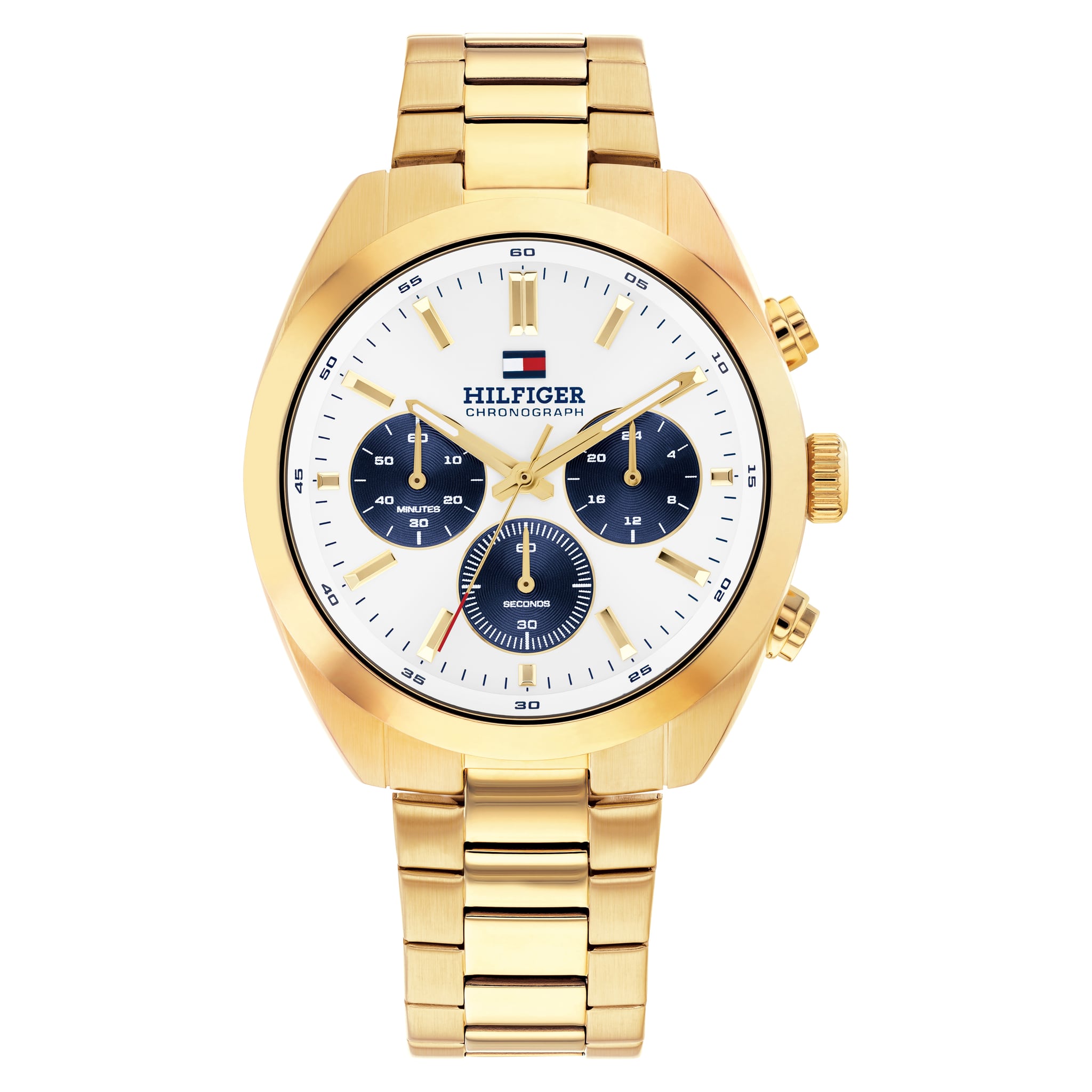 Tommy Hilfiger Men's Gold Plated Hudson, White Chronograph Dial, Bracelet Watch 1710723