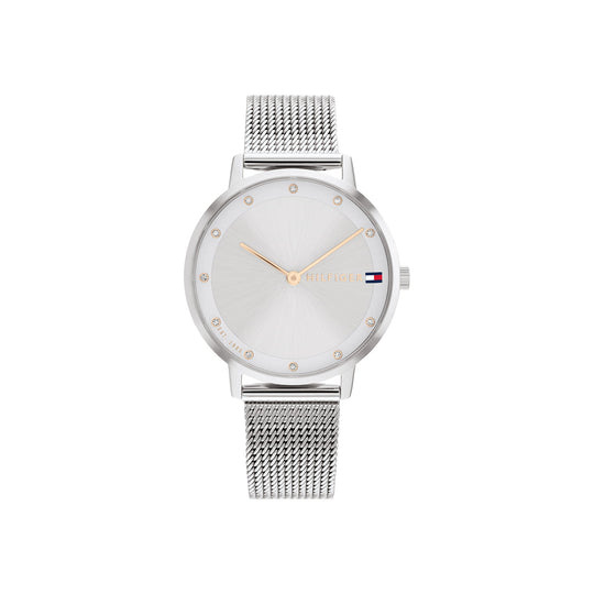 Tommy Hilfiger Ladies Pippa Silver Dial Mesh Bracelet Watch 1782665