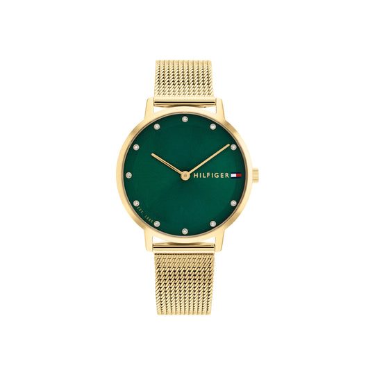 Tommy Hilfiger Ladies Pippa Green Dial Mesh Bracelet Watch 1782668