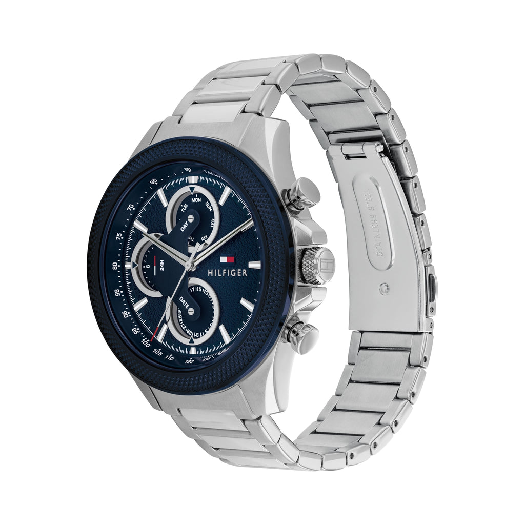 Tommy Hilfiger Mens Clark Blue Dial Bracelet Watch Stainless Steel — view 3