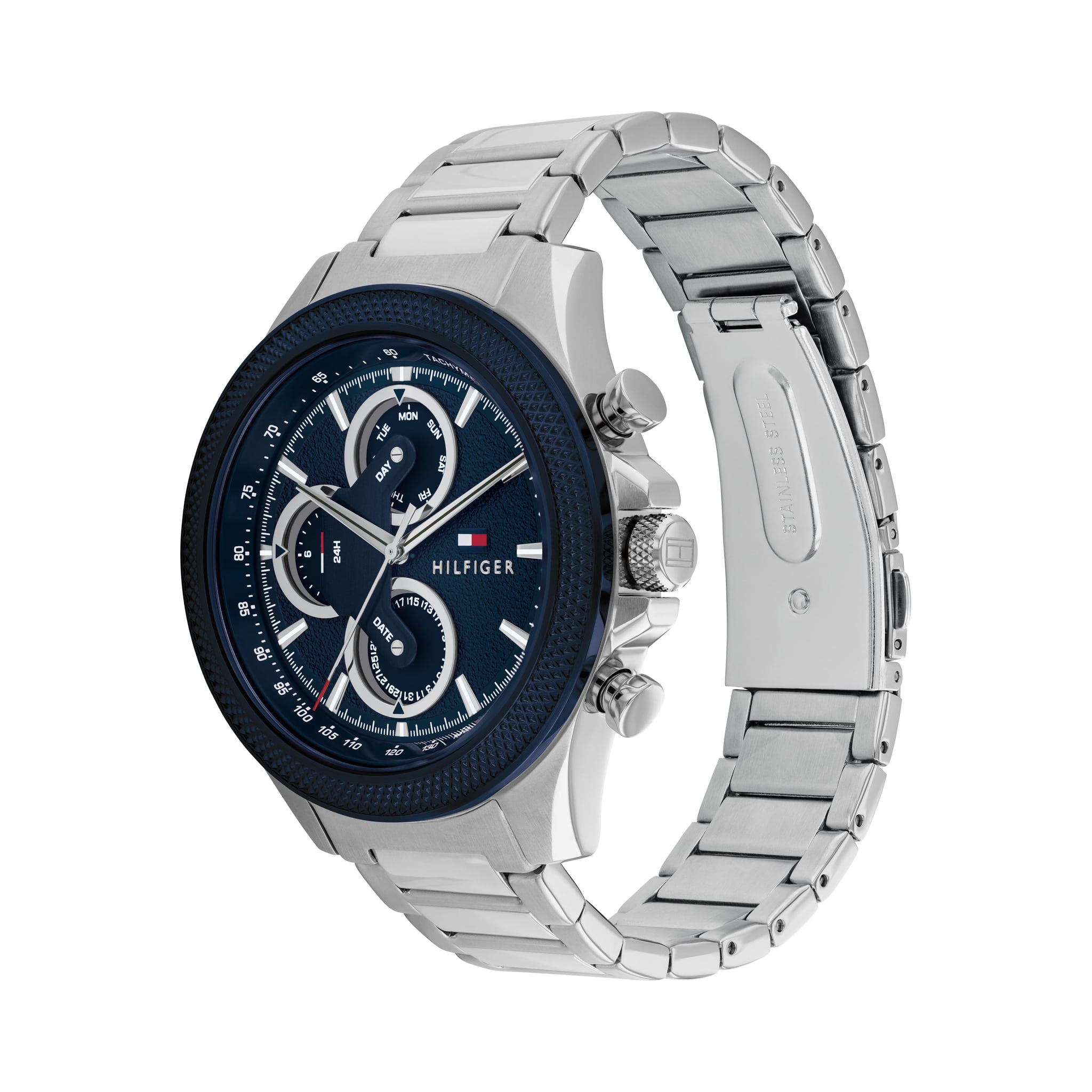 Tommy Hilfiger Mens Clark Blue Dial Bracelet Watch Stainless Steel — view 3