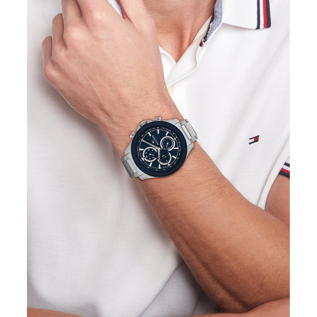 Tommy Hilfiger Mens Clark Blue Dial Bracelet Watch Stainless Steel — view 5