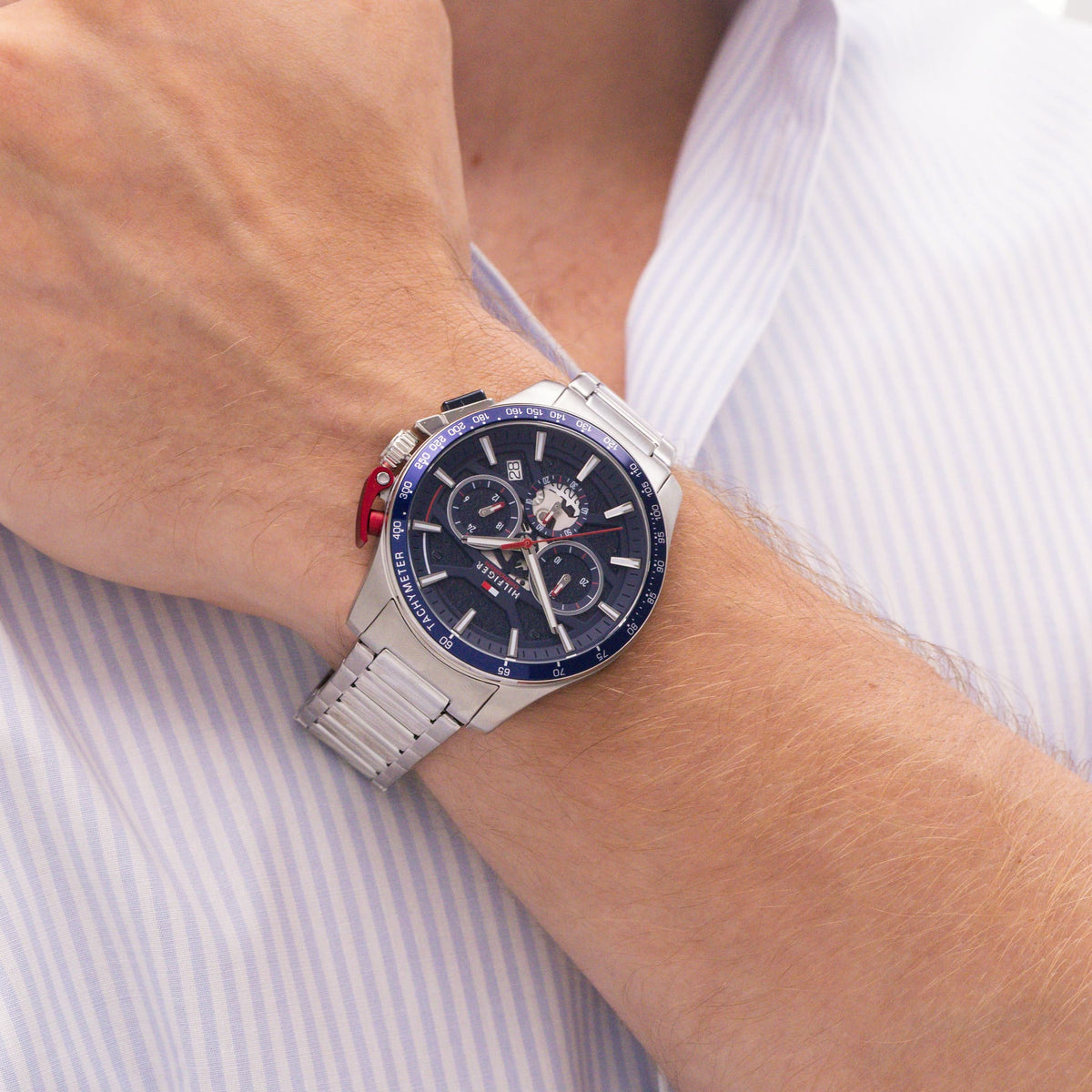 Tommy Hilfiger Men's Bank Blue Dial Bracelet Watch 1792261 — view 5