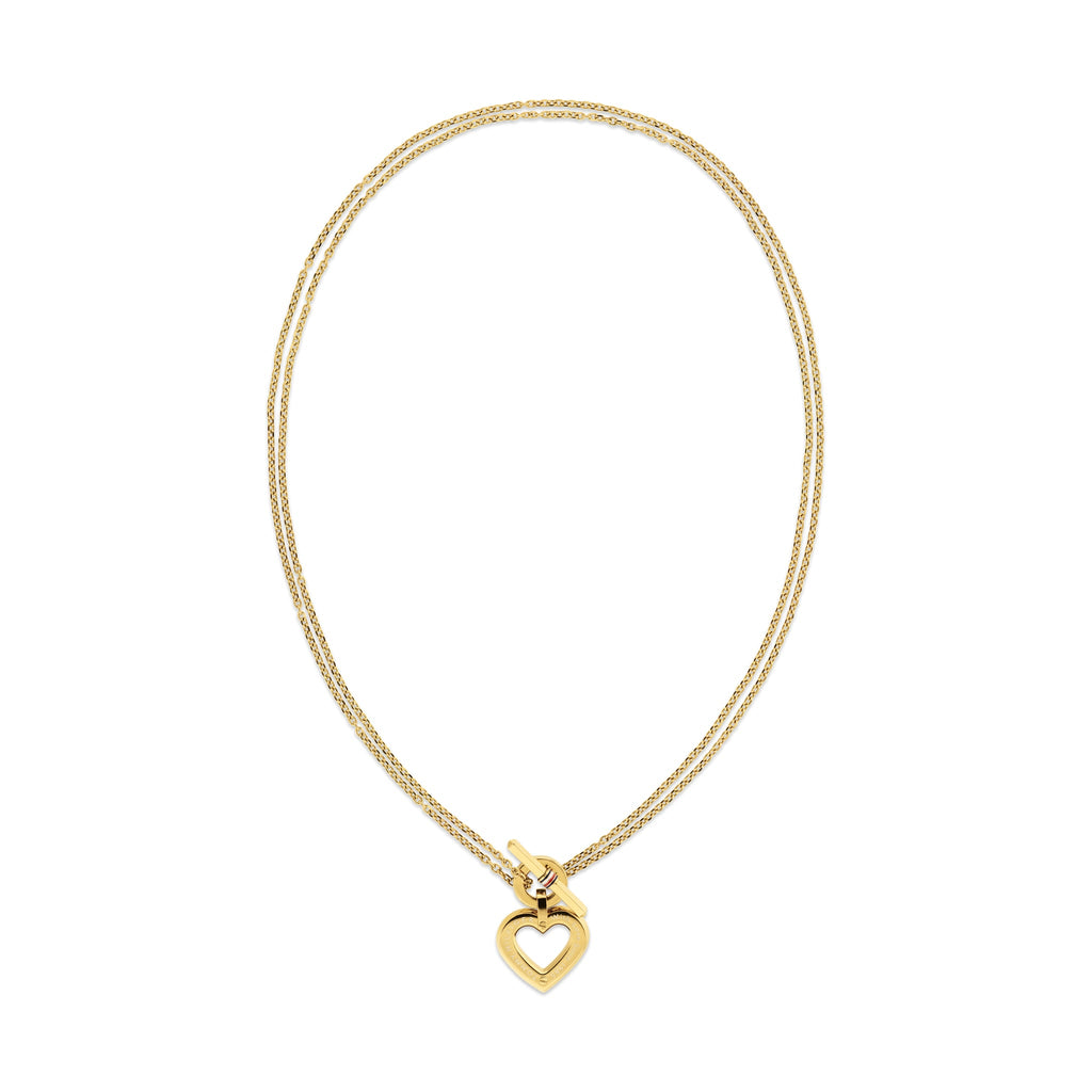 Tommy Hilfiger Heart T-Bar Necklace Stainless Steel Gold Plated