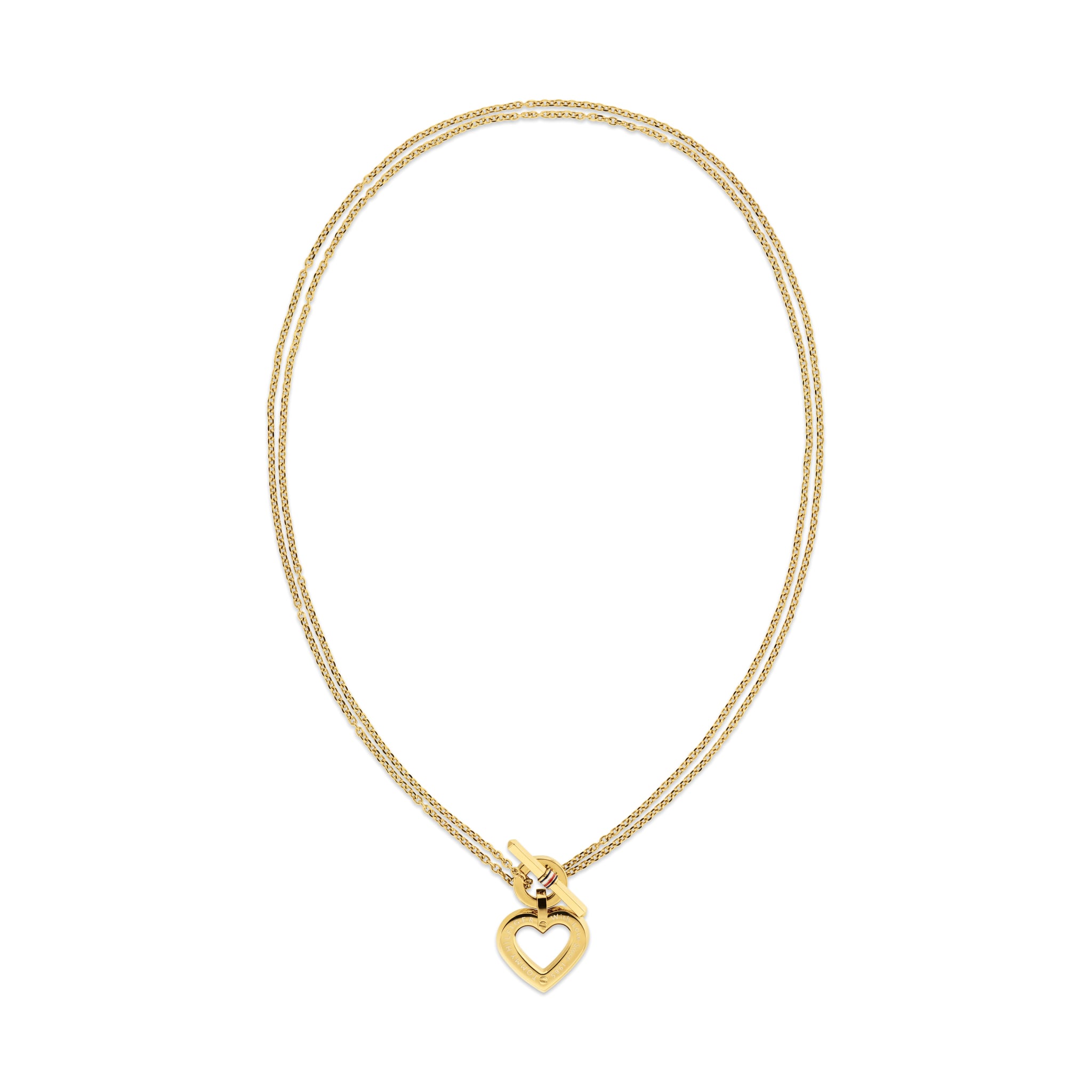 Tommy Hilfiger Heart T-Bar Necklace Stainless Steel Gold Plated