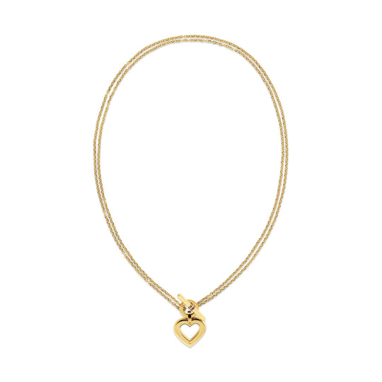 Tommy Hilfiger Heart T-Bar Necklace Stainless Steel Gold Plated