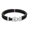 Tommy Hilfiger Carabiner: Black Leather Bracelet 2790361 *
