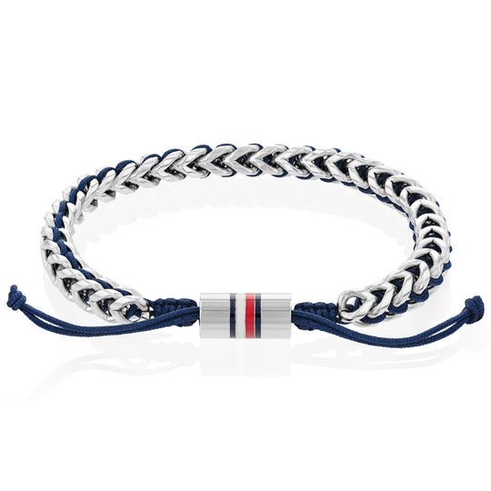 Tommy Hilfiger Braided Stainless Steel & Blue Nylon Bracelet 2790511