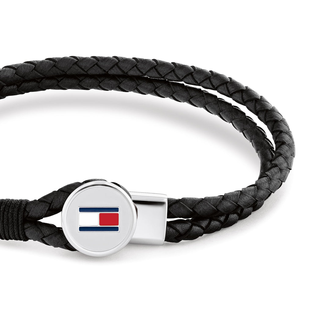 Tommy Hilfiger Mens Black Bruce Leather Bracelet 2790654 — view 3
