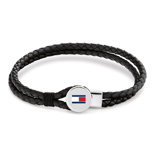 Tommy Hilfiger Mens Black Bruce Leather Bracelet 2790654