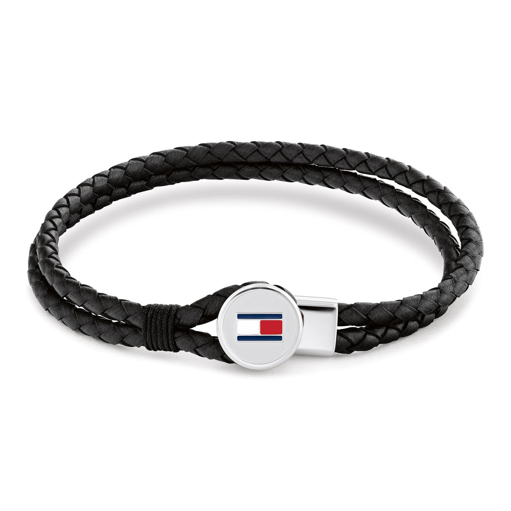 Tommy Hilfiger Mens Black Bruce Leather Bracelet 2790654