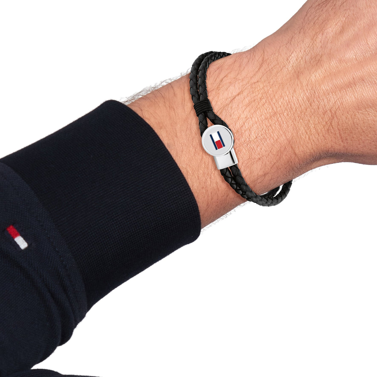 Tommy Hilfiger Mens Black Bruce Leather Bracelet 2790654 — view 2