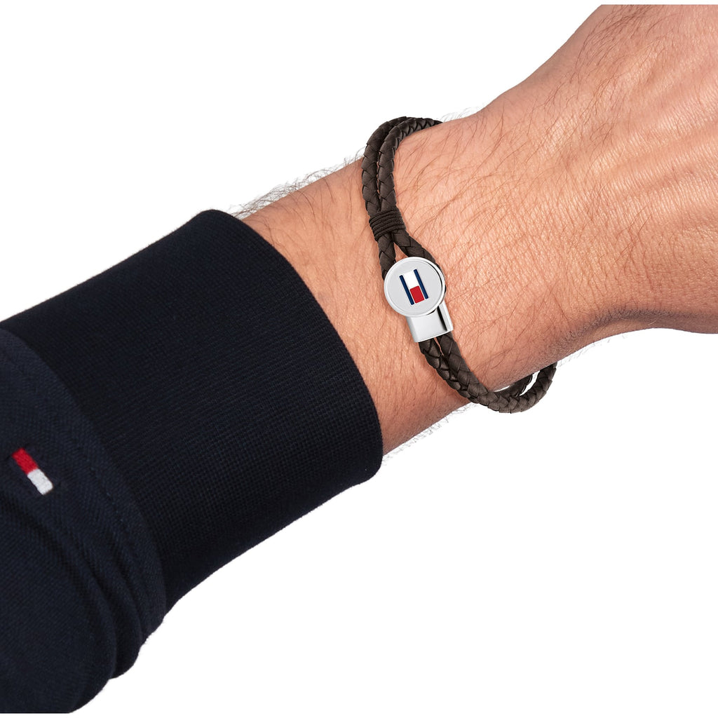 Tommy Hilfiger Mens Brown Bruce Leather Bracelet 2790655 * — view 2