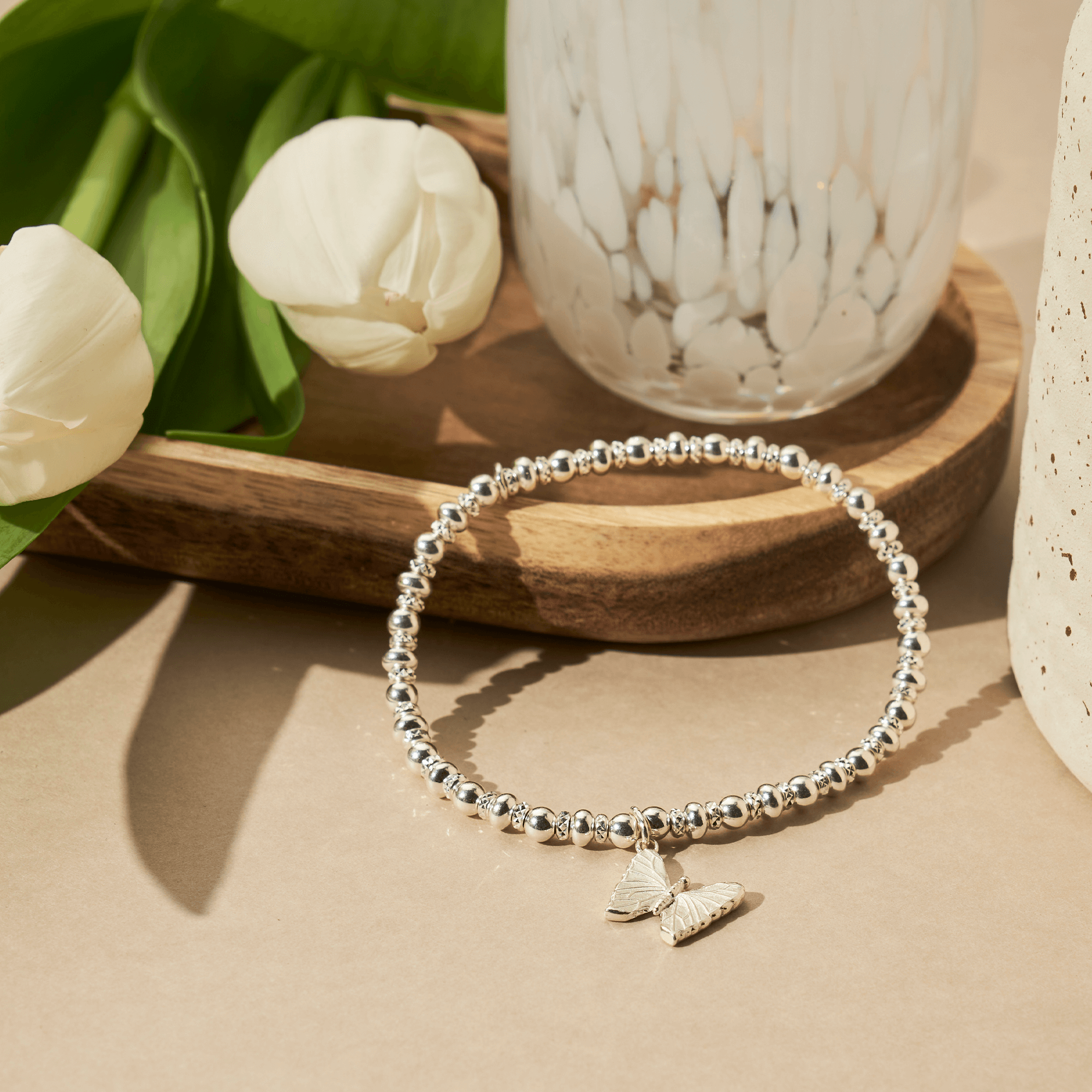 ChloBo Didi Sparkle Butterfly Bracelet Silver