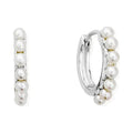 ChloBo Classic Pearl Huggie Hoop Earrings Sterling Silver by ChloBo