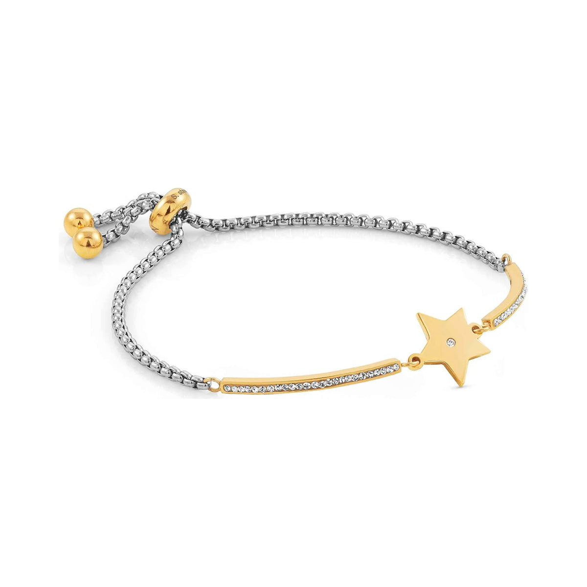 Nomination Milleluci bracelet with star charm. A stylish bolo bracelet in stainless steel and gold PVD.
