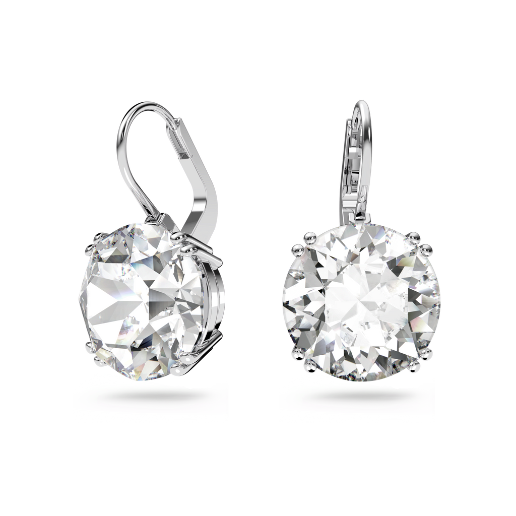 Swarovski Millenia Round Cut Crystal Drop Earrings Rhodium Plated