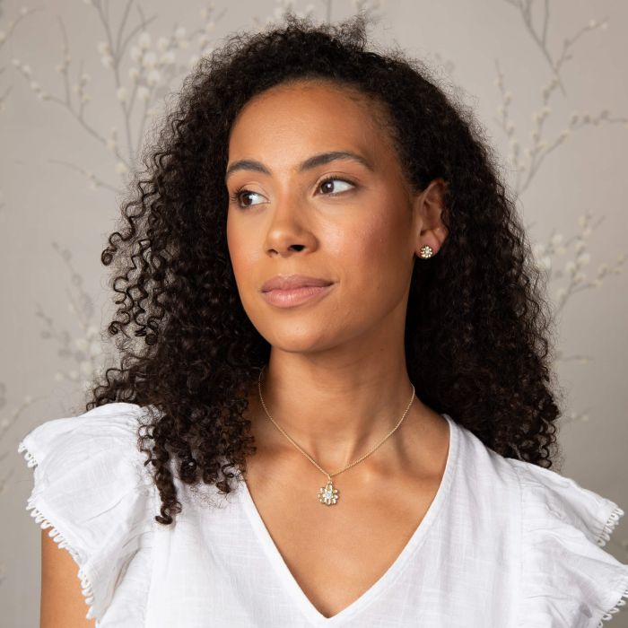 Laura Ashley Cosmos Flower Necklace Gold Plated by Laura Ashley
