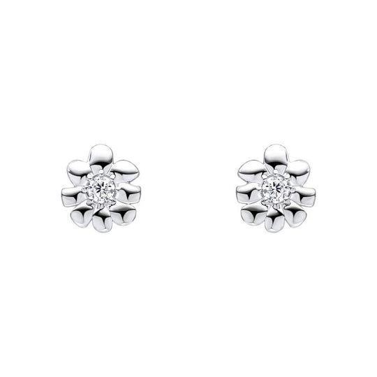 Laura Ashley Cosmos Flower Stud Earrings Silver Plated