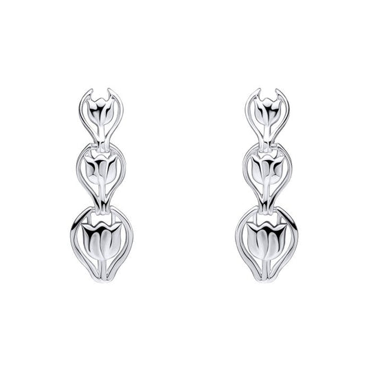 Laura Ashley Tulip Chain Drop Earrings Silver Plated