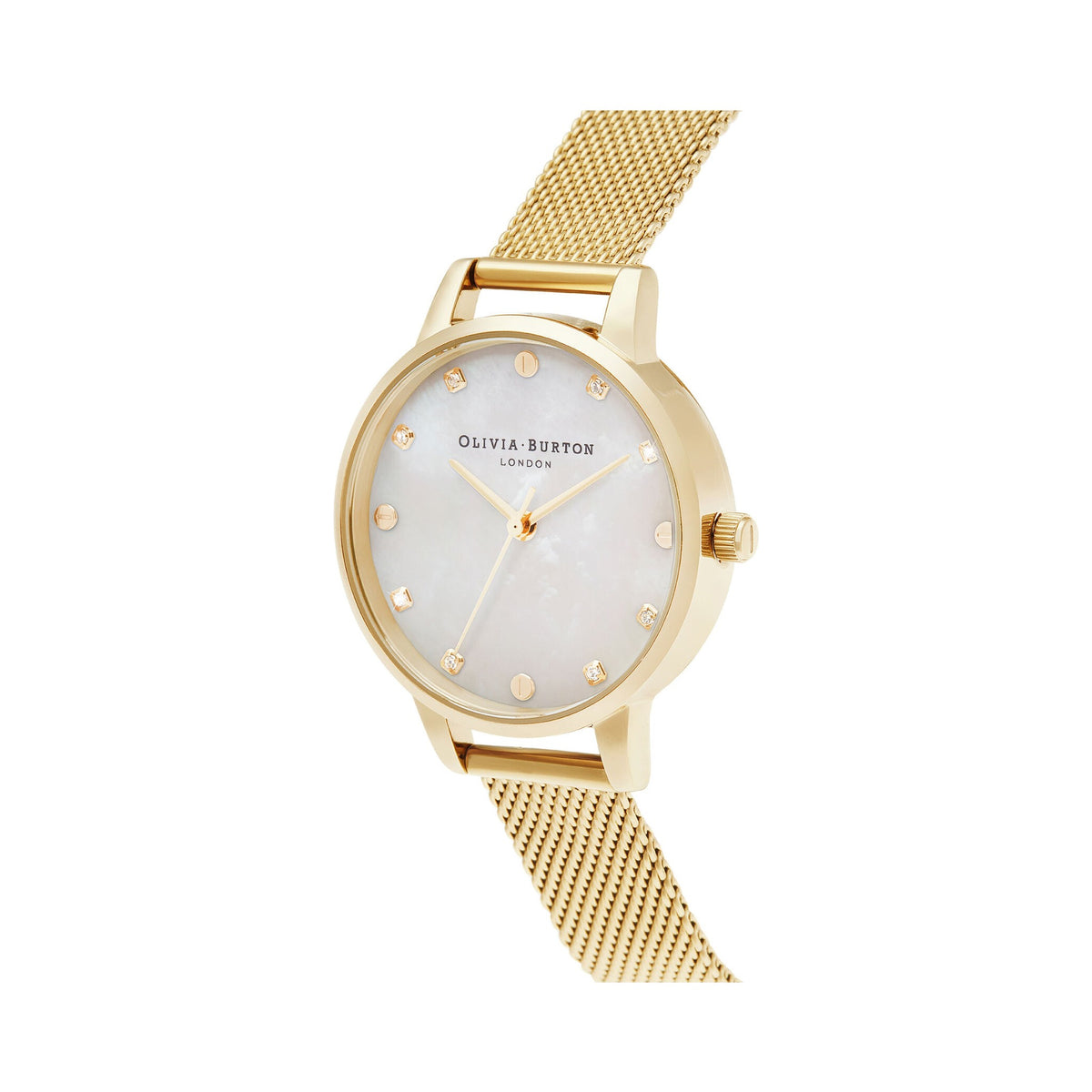 The Olivia Burton Ladies Classics White & Gold Mesh Watch, a gold mesh watch from Olivia Burton, OD’s Jewellers, St Helens