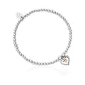 Sterling silver Clogau Kiss Affinity bracelet with CZ stones, showcasing its delicate heart charm.