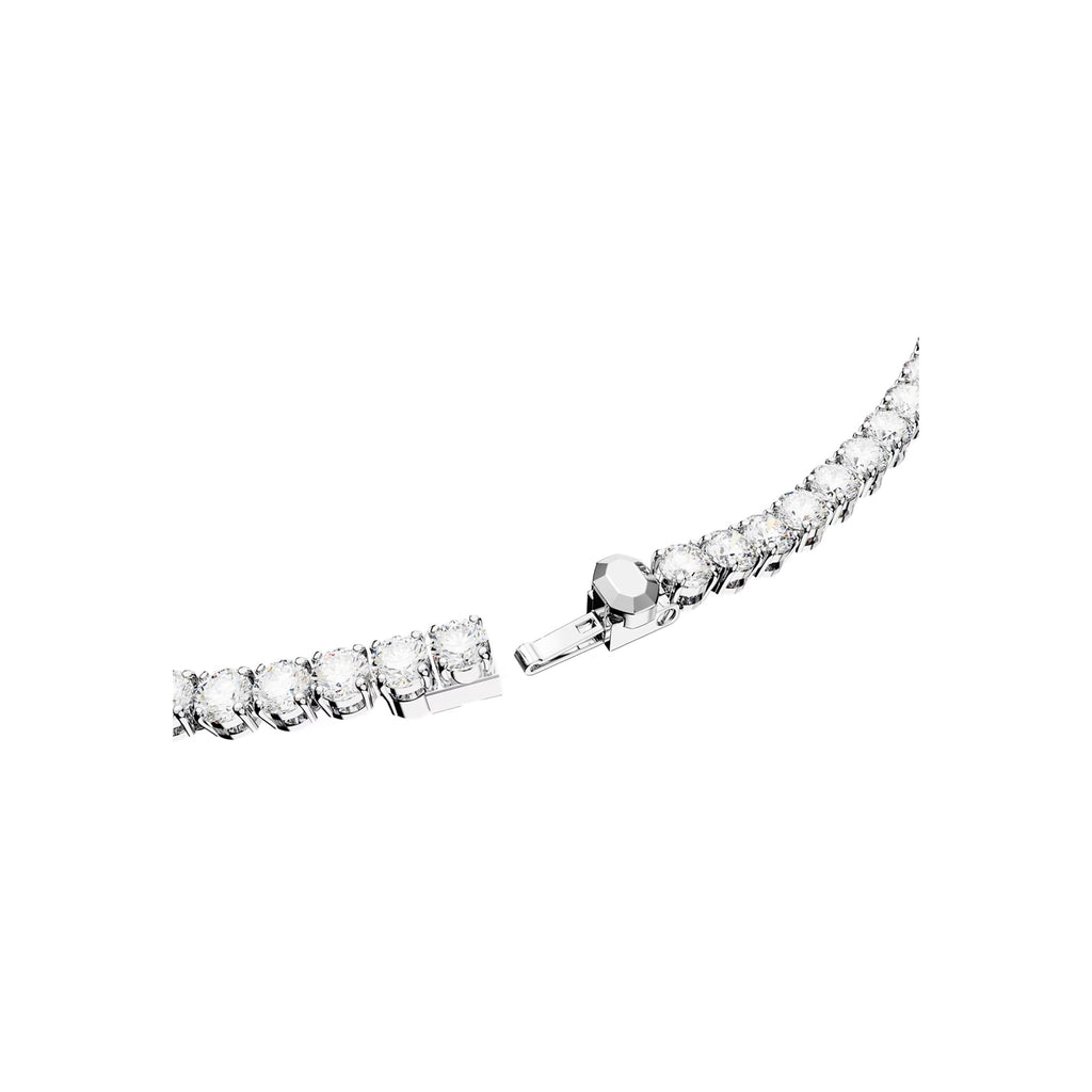 The Swarovski Matrix Tennis Necklace & Earring Set, a rhodium-plated jewelry set from Swarovski, at OD’s Jewellers in St Helens.