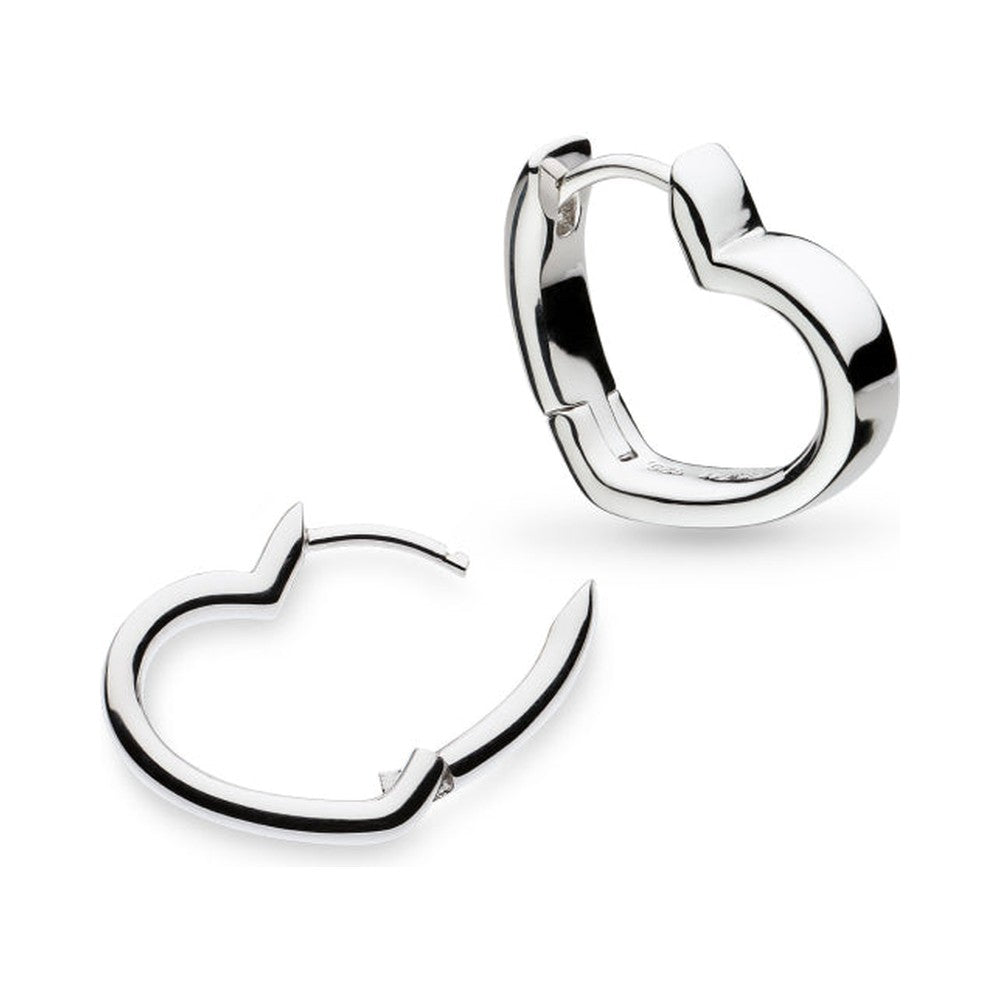 Kit Heath Love Silver Heart Outline Hinged Hoop Earrings