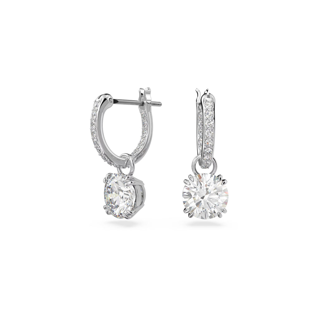 The Swarovski Constella Round Cut Drop Earrings, a clear rhodium plated jewellery from Swarovski, available at OD’s Jewellers in St Helens.