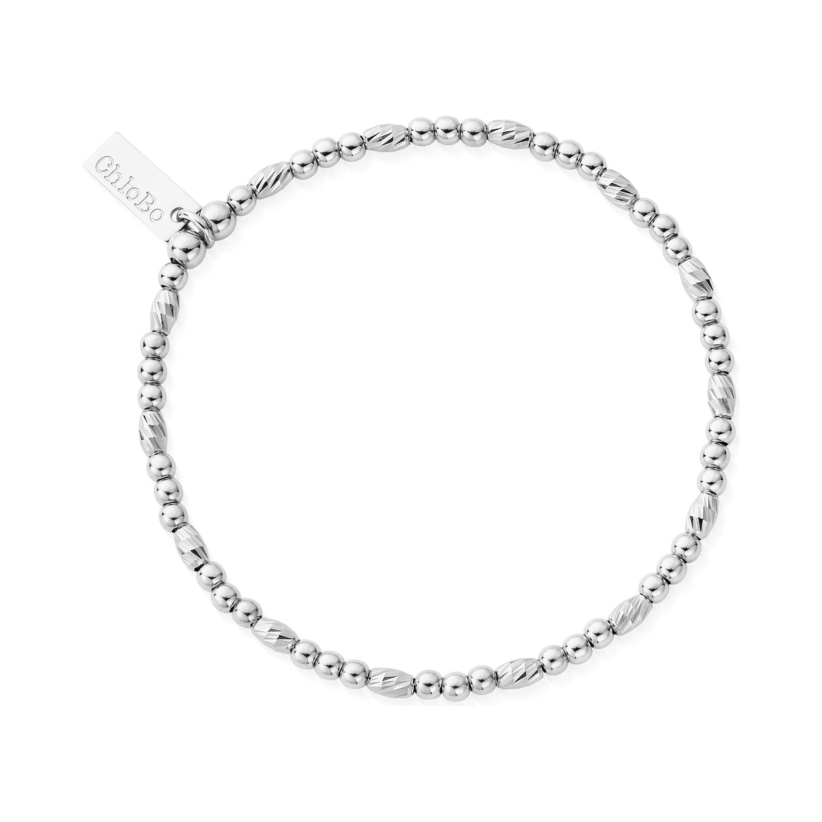 ChloBo Dainty Sparkle Bracelet, silver with cubic zirconia. Close-up view of the delicate bracelet.