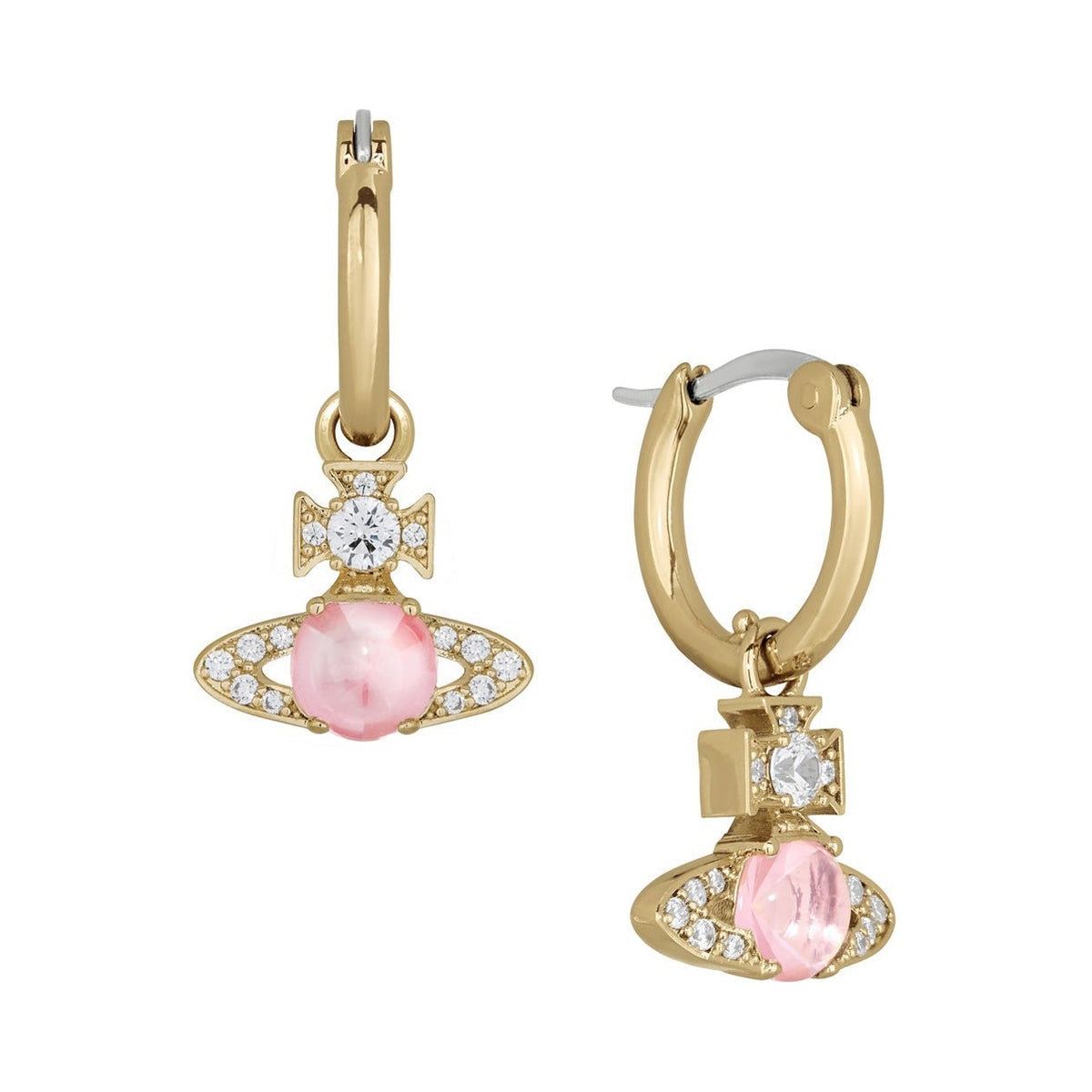Vivienne Westwood Ondina Pink CZ Hoop Earrings 6203009D-02R604