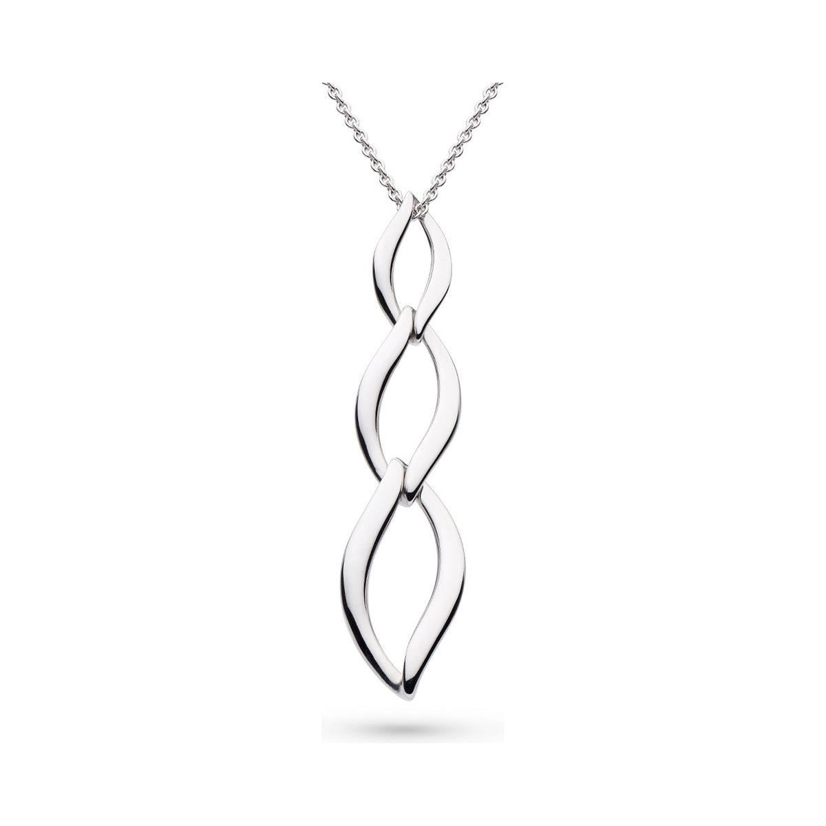The Kit Heath Entwine Twine Trio Link Necklace, a silver metal necklace from Kit Heath, available at OD’s Jewellers in St Helens.