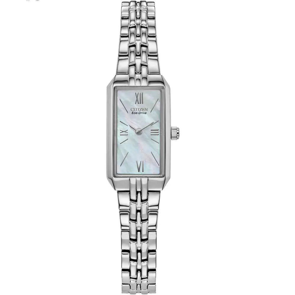 Silver Citizen Eco-Drive women's watch.
