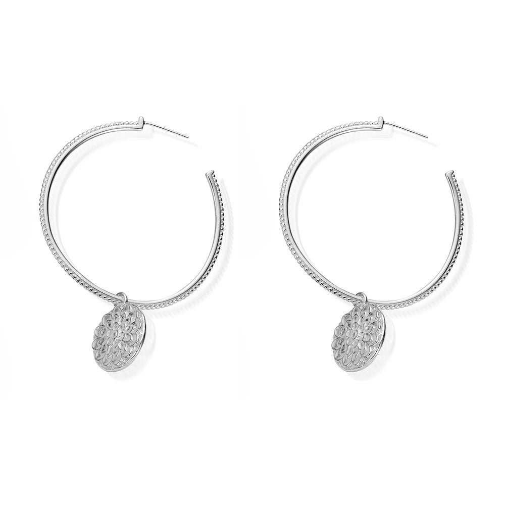 ChloBo Monnoflower Hoop Earrings Silver SEH659