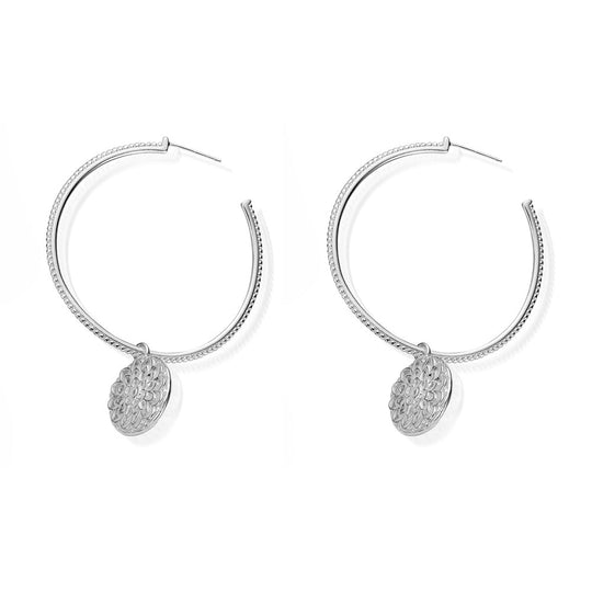 ChloBo Monnoflower Hoop Earrings Silver