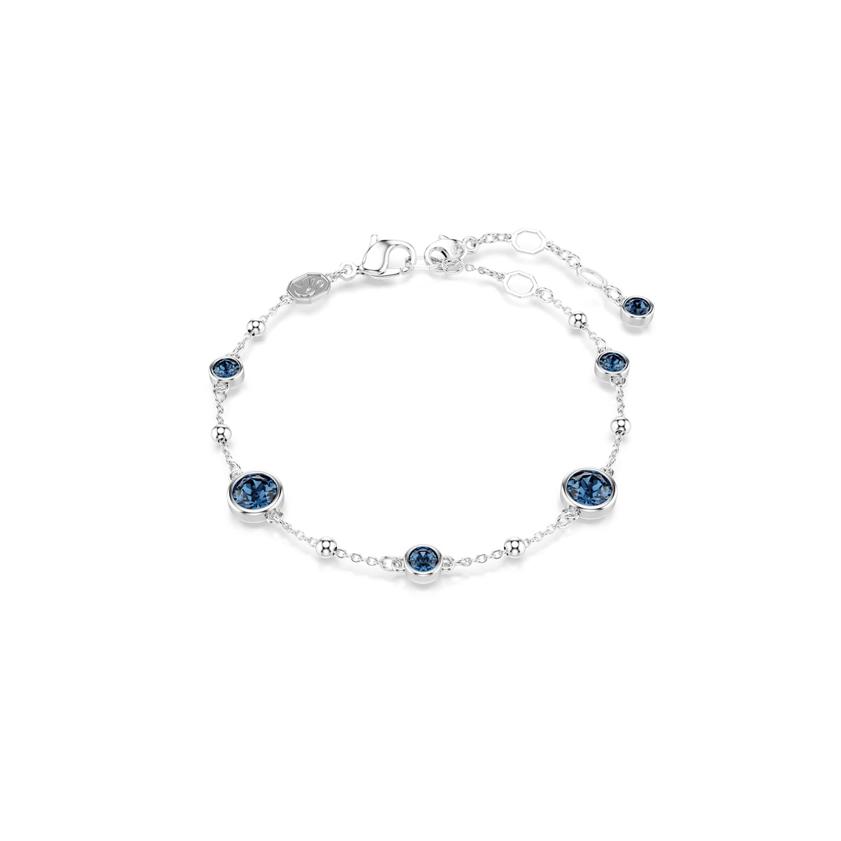 Swarovski Imber Bracelet Round Cut, Blue, Rhodium Plated