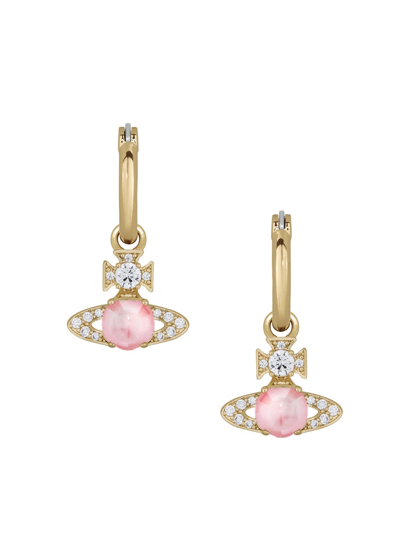 Vivienne Westwood Ondina Pink CZ Hoop Earrings 6203009D-02R604