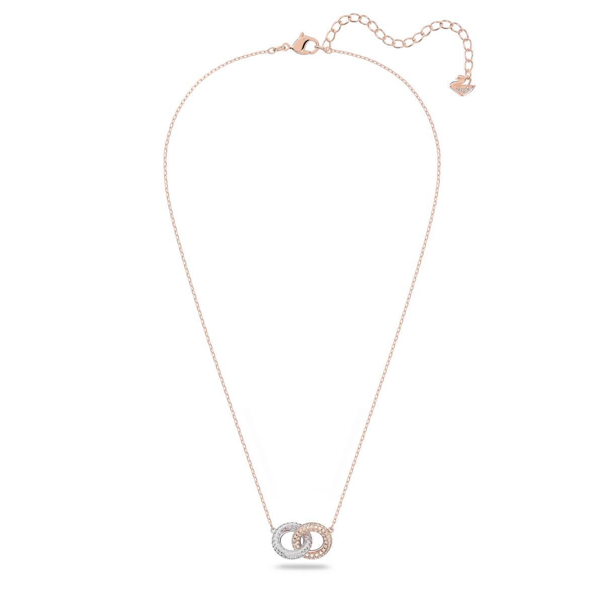Swarovski Stone Interlocking Crystal Necklace Rose Gold Plated — view 2