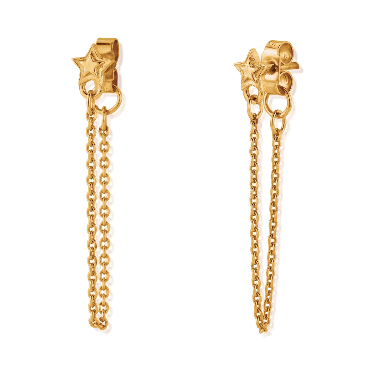 ChloBo Radiant Essence Chain Stud Earrings Silver Gold Plated